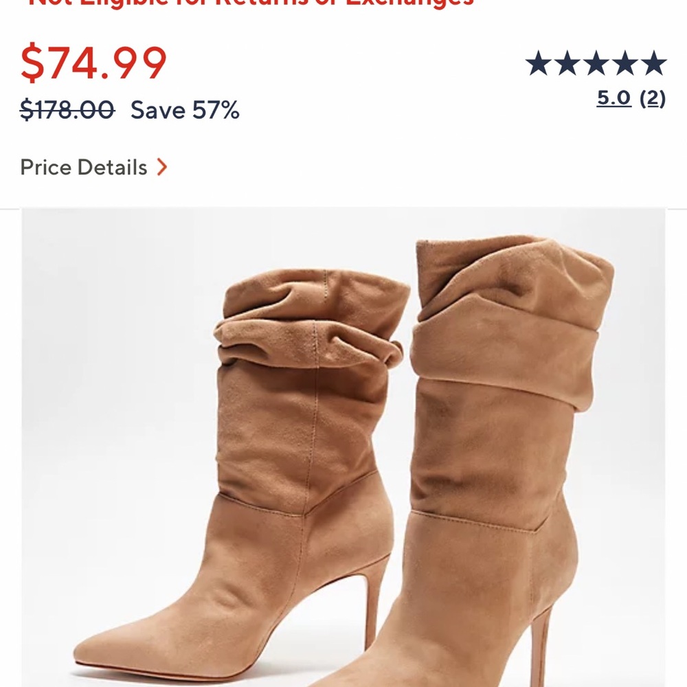 Tan Heeled Boots with Stiletto Heel and Slouchy Design